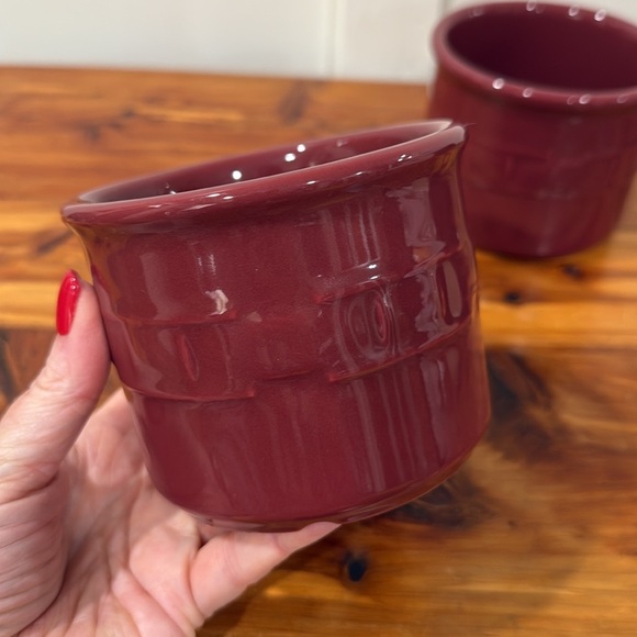 Longaberger Pottery Woven Traditions Crocks x 2 in Paprika & Vanilla Jar Candle - Picture 5 of 7